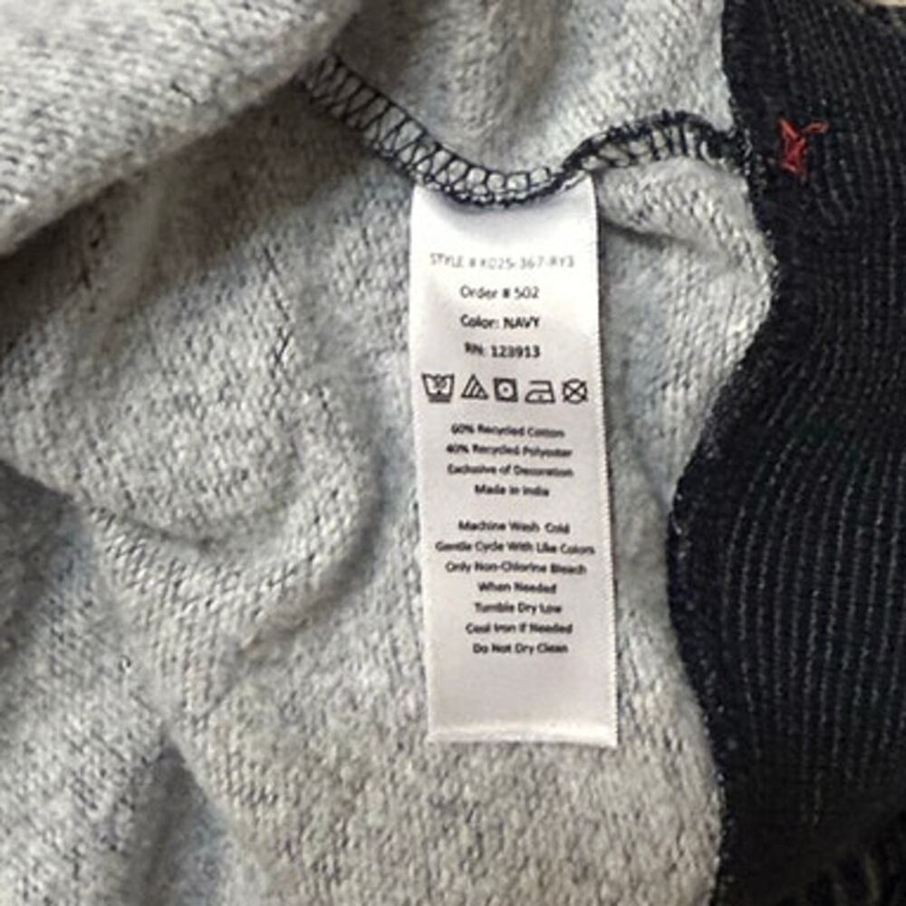JACHS New York Hooded Sweatshirt Mens Button Fleece Striped Blue-Size L - Picture 8 of 8